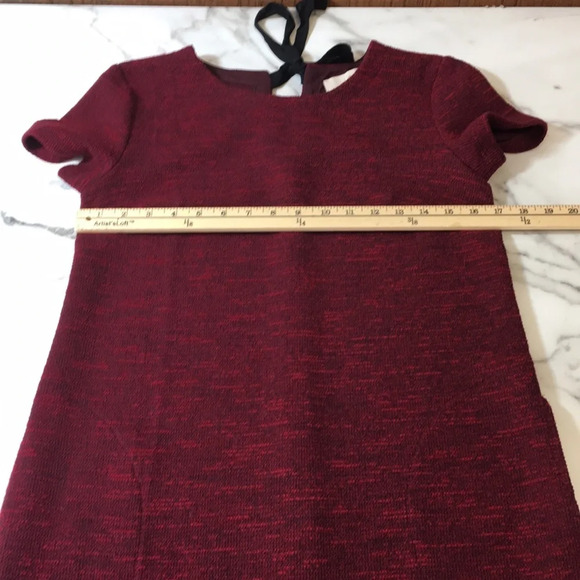 LOFT Red Knit Mini Sweater Dress Womens 4 Short Sleeve Tie Back Shift - Picture 10 of 11